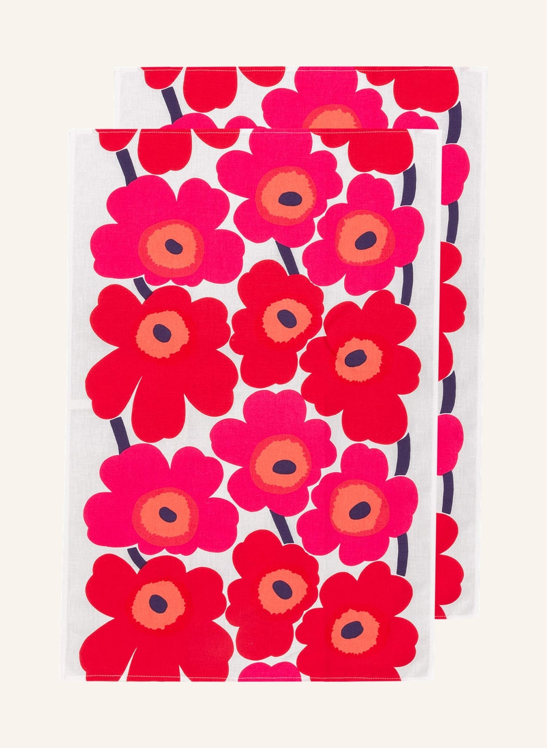 Marimekko 2er-Set Geschirrtücher Pieni Unikko Mit Leinen rot von Marimekko