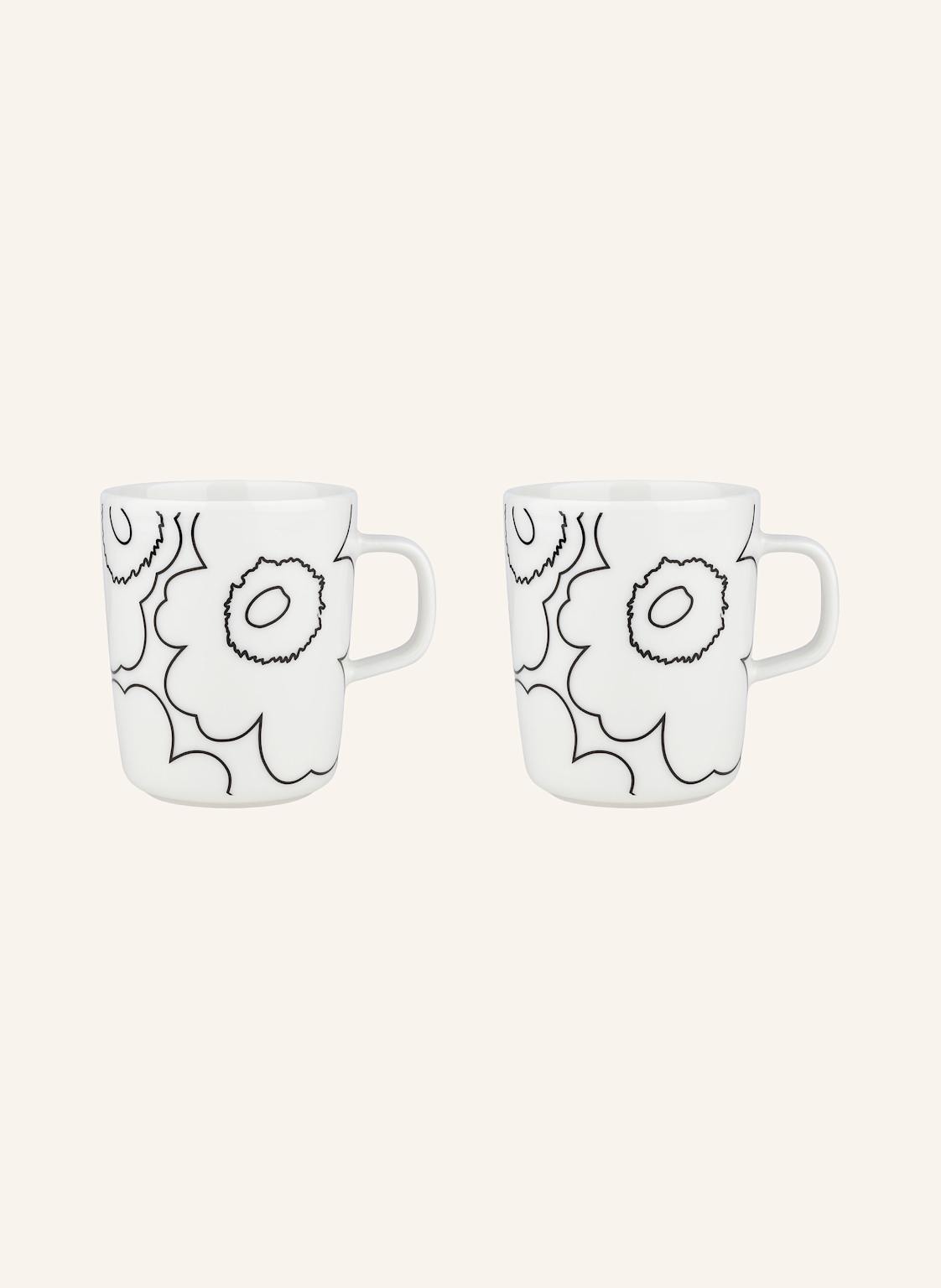 Marimekko 2er-Set Henkelbecher Oiva/Piirto Unikko weiss von Marimekko