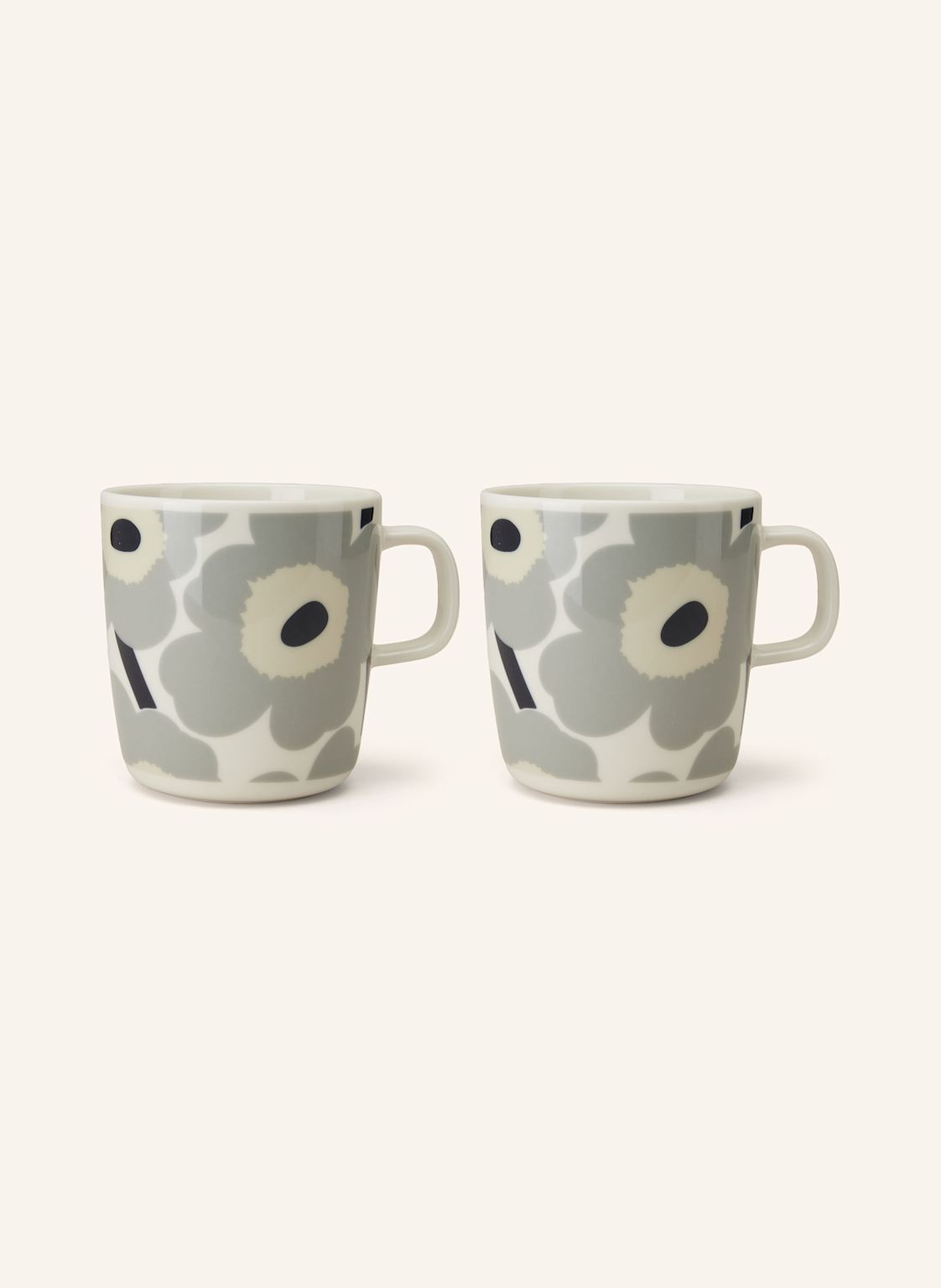 Marimekko 2er-Set Henkelbecher Oiva/Unikko grau von Marimekko