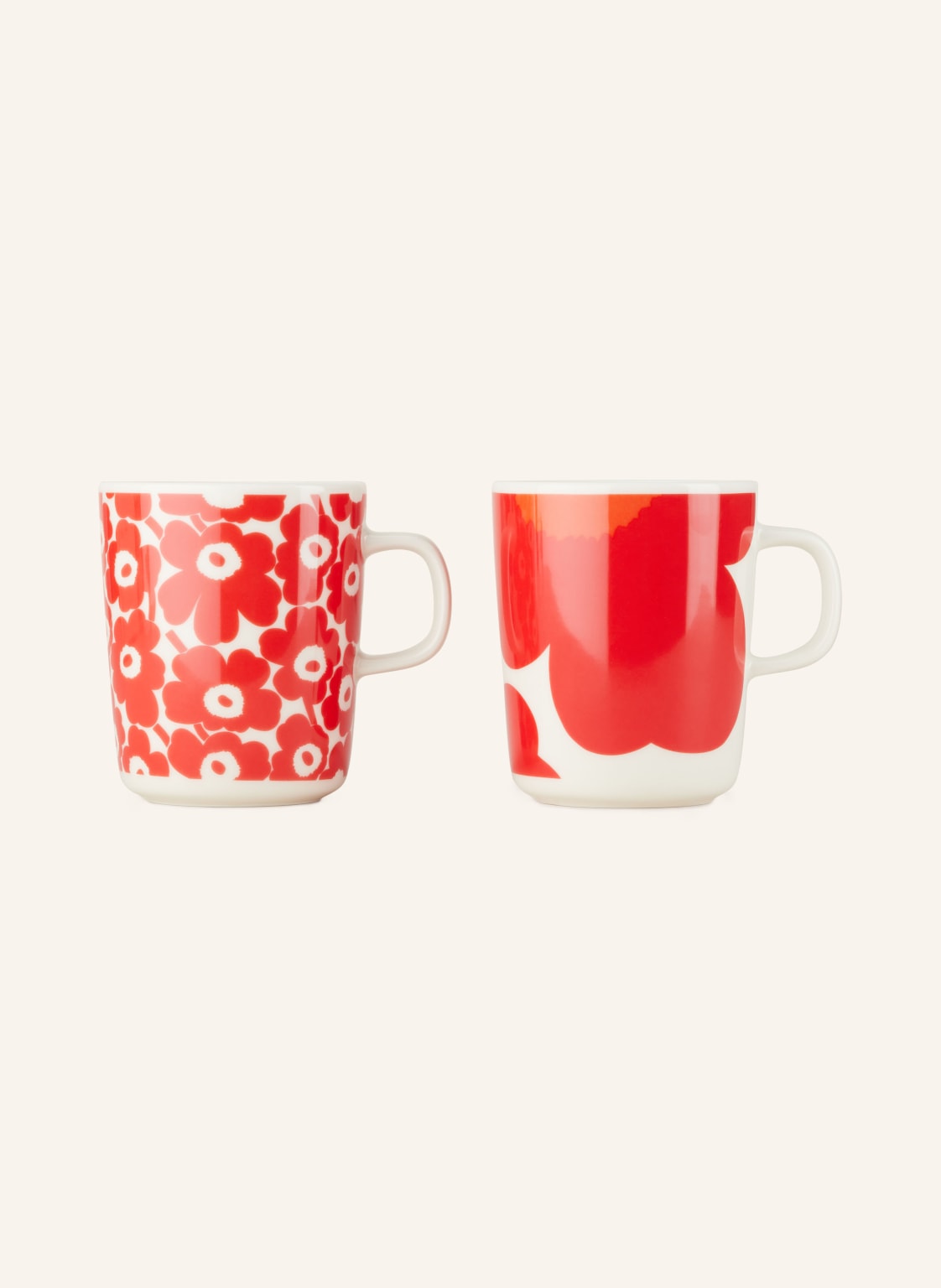 Marimekko 2er-Set Henkelbecher Oiva/Unikko rot von Marimekko