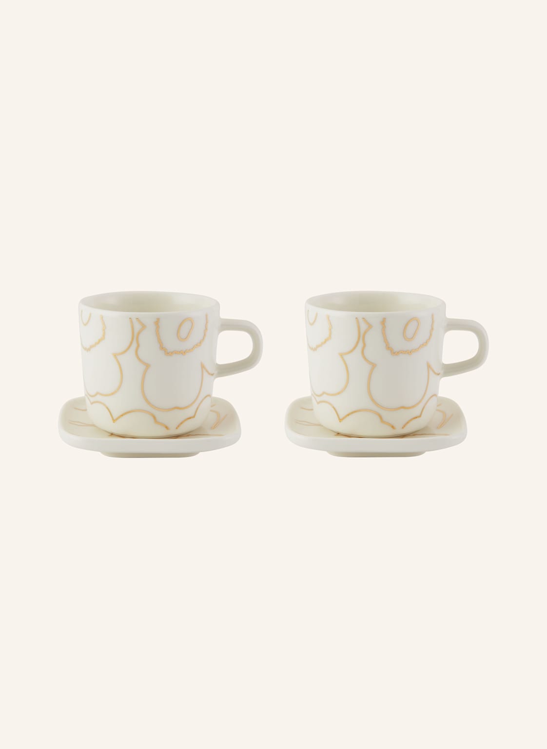 Marimekko 2er-Set Kaffeetassen Oiva/Piirto Unikko Mit Untertassen weiss von Marimekko