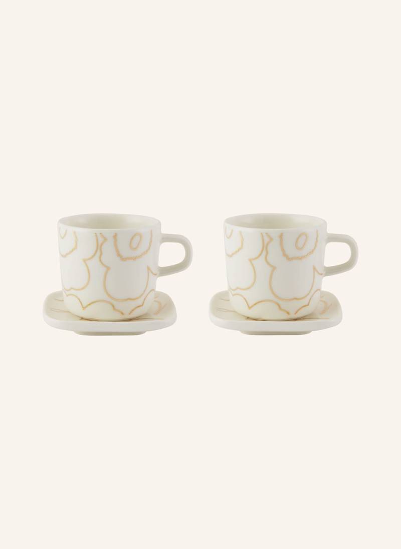 Marimekko 2er-Set Kaffeetassen Oiva/Piirto Unikko Mit Untertassen weiss von Marimekko