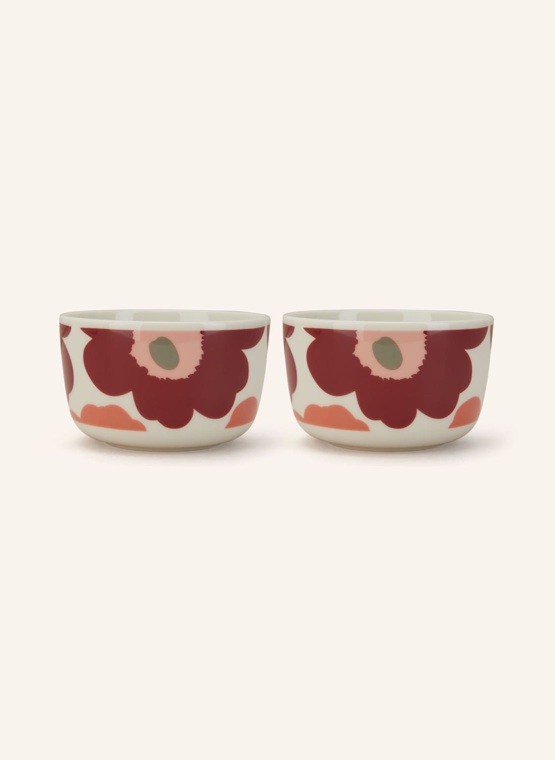 Marimekko 2er-Set Schalen Oiva/Unikko rot von Marimekko