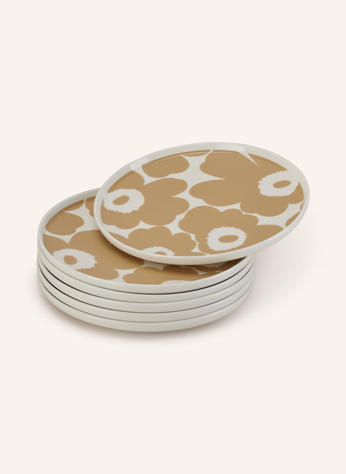 Marimekko 6er-Set Dessertteller Oiva/Unikko beige von Marimekko