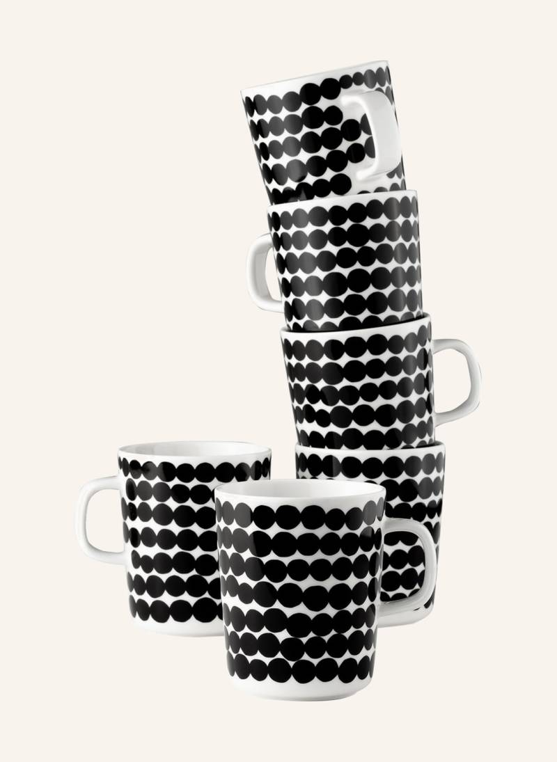 Marimekko 6er-Set Henkelbecher Oiva/Siirtolapuutarha schwarz von Marimekko