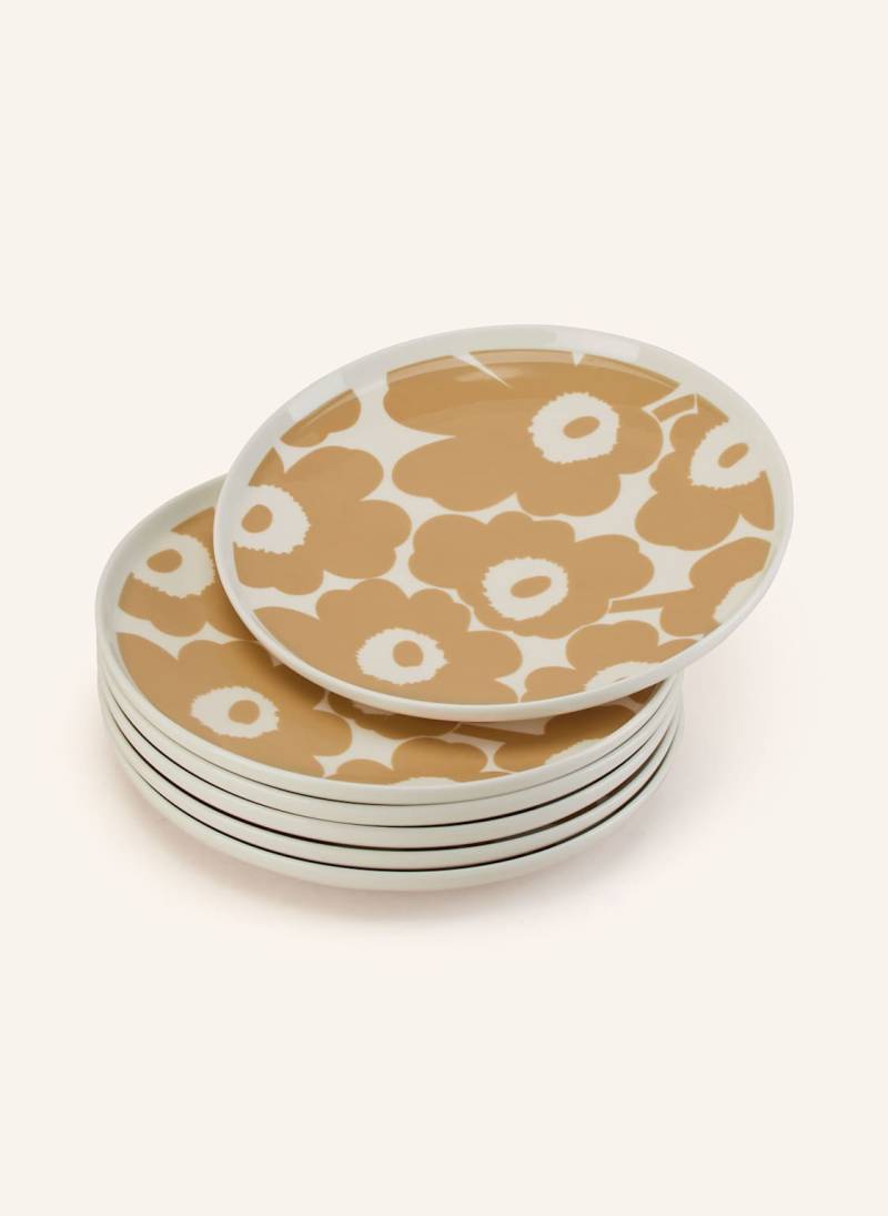 Marimekko 6er-Set Speiseteller Oiva/Unikko beige von Marimekko