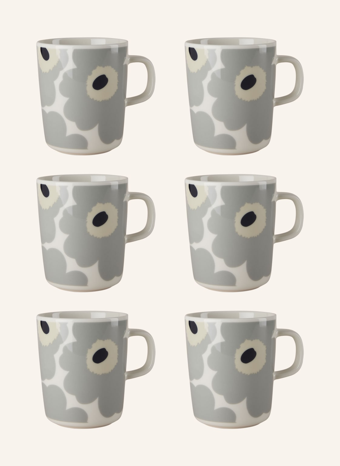 Marimekko 6er-Set Tassen Unikko grau Marimekko 6er-Set Tassen Unikko grau von Marimekko