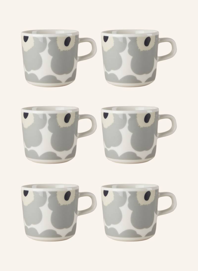 Marimekko 6er-Set Tassen Unikko grau von Marimekko