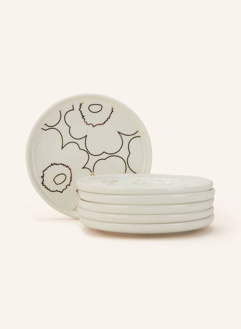 Marimekko 6er-Set Unterteller Oiva/Piirto Unikko weiss von Marimekko