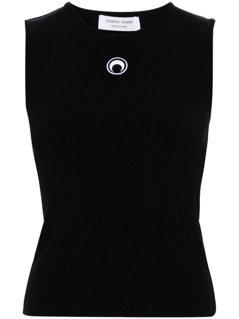 Marine Serre Crescent Moon-embroidered tank top - Black von Marine Serre