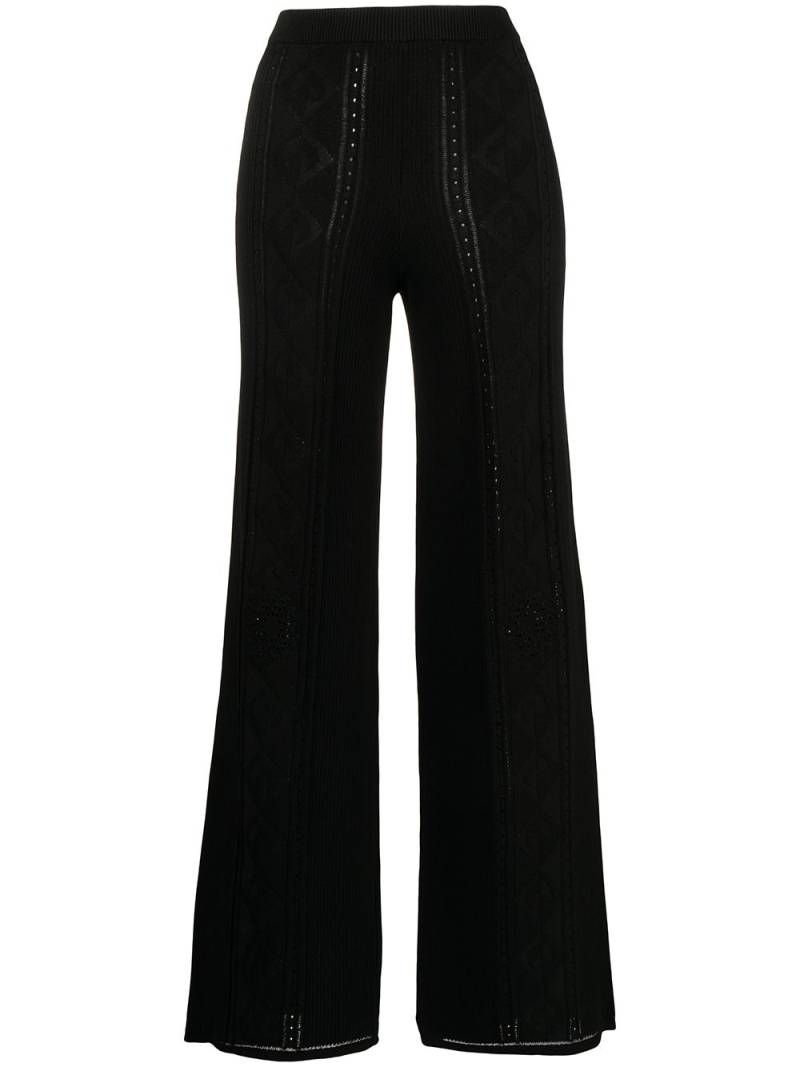 Marine Serre Crescent Moon-pattern wide-leg trousers - Black von Marine Serre