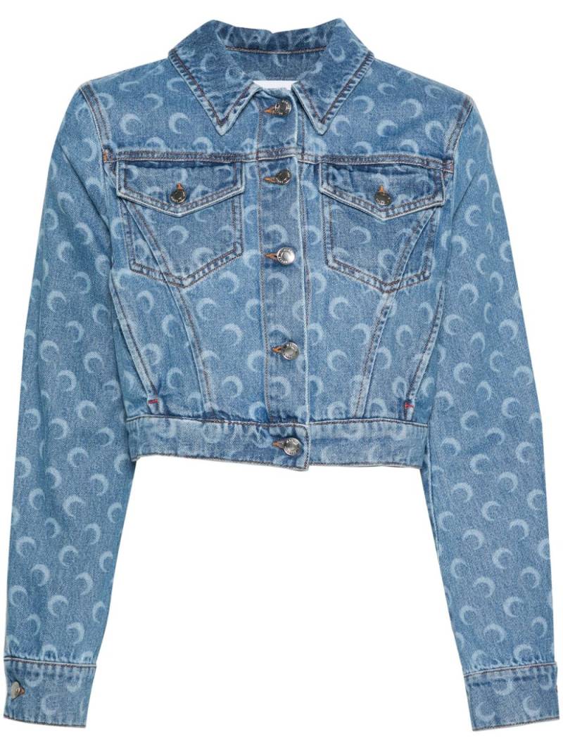 Marine Serre Crescent-Moon-print denim jacket - Blue von Marine Serre