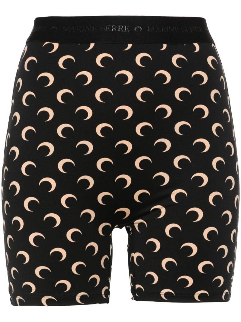 Marine Serre Crescent Moon-print shorts - Black von Marine Serre