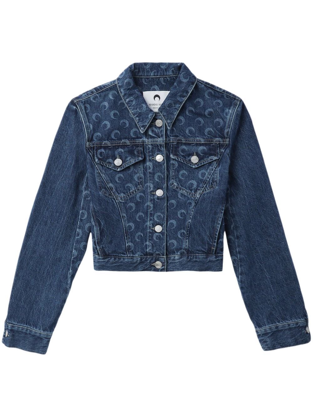 Marine Serre Deadstock Moonogram-pattern denim jacket - Blue von Marine Serre