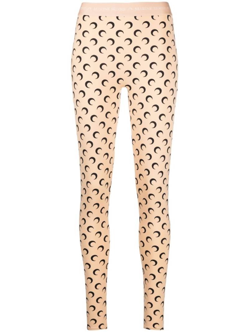 Marine Serre Fuseaux Crescent Moon-print leggings - Neutrals von Marine Serre