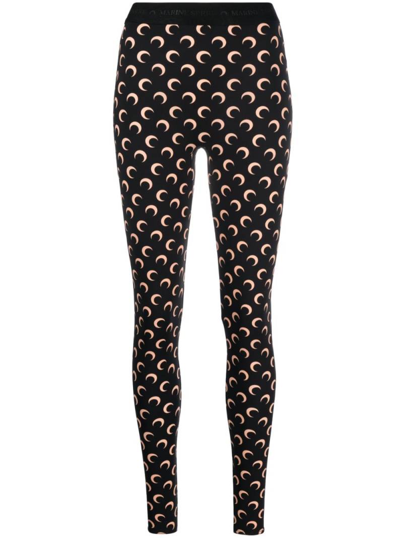 Marine Serre Fuseaux Moon printed leggings - Black von Marine Serre