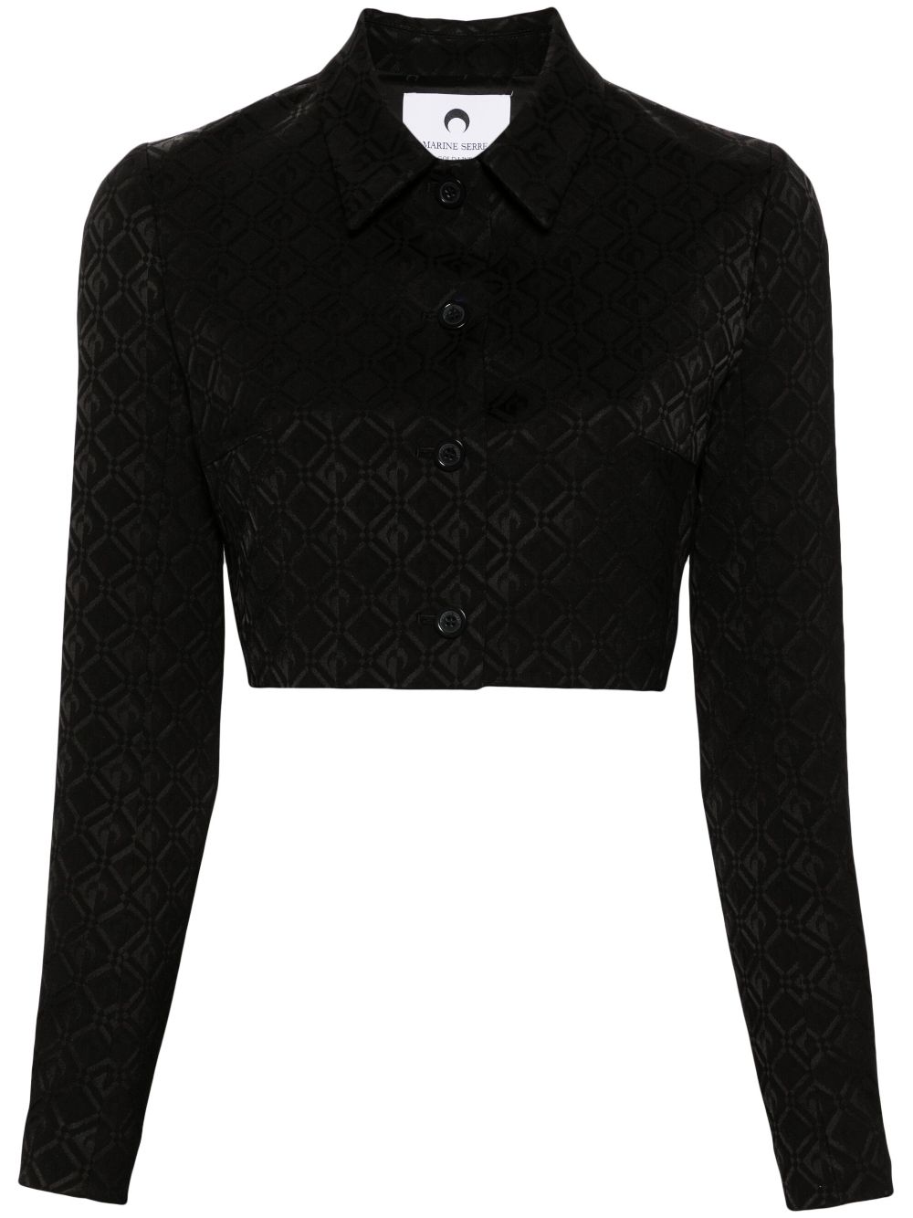 Marine Serre Moon Diamant-jacquard cropped jacket - Black von Marine Serre