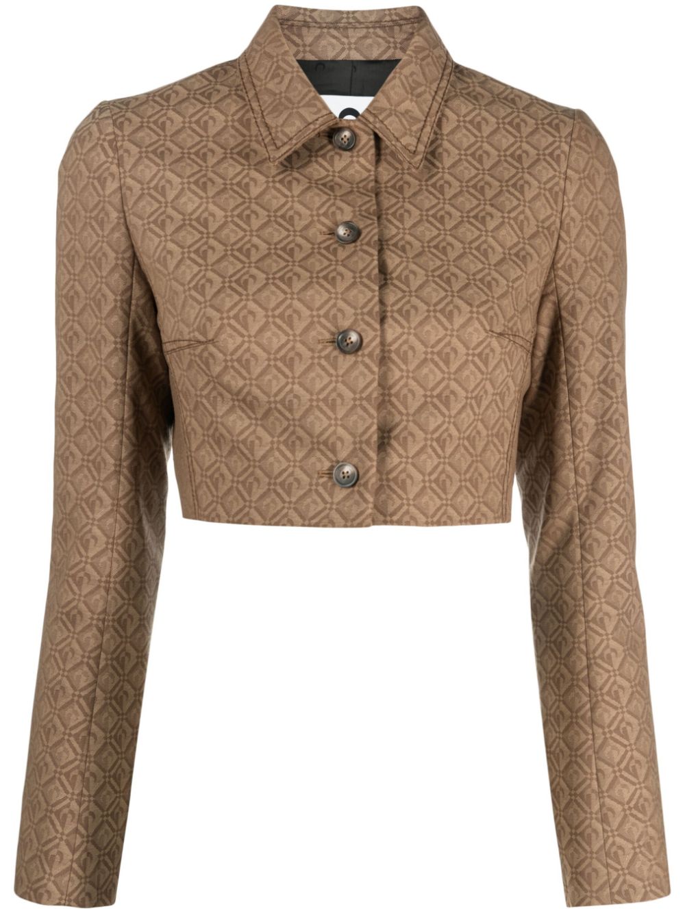 Marine Serre Moon Diamant jacquard cropped jacket - Brown von Marine Serre