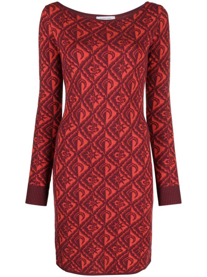 Marine Serre Moon Diamant-jacquard knitted minidress - Red von Marine Serre