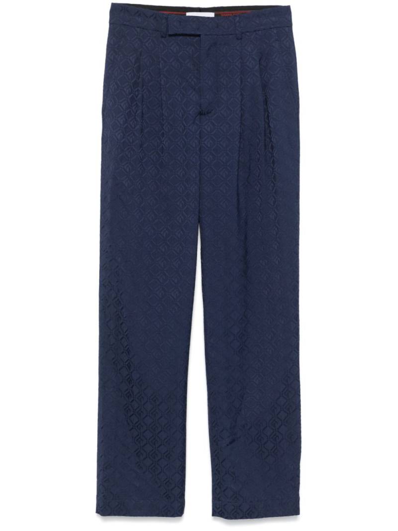 Marine Serre Moon Diamond-jacquard trousers - Blue von Marine Serre