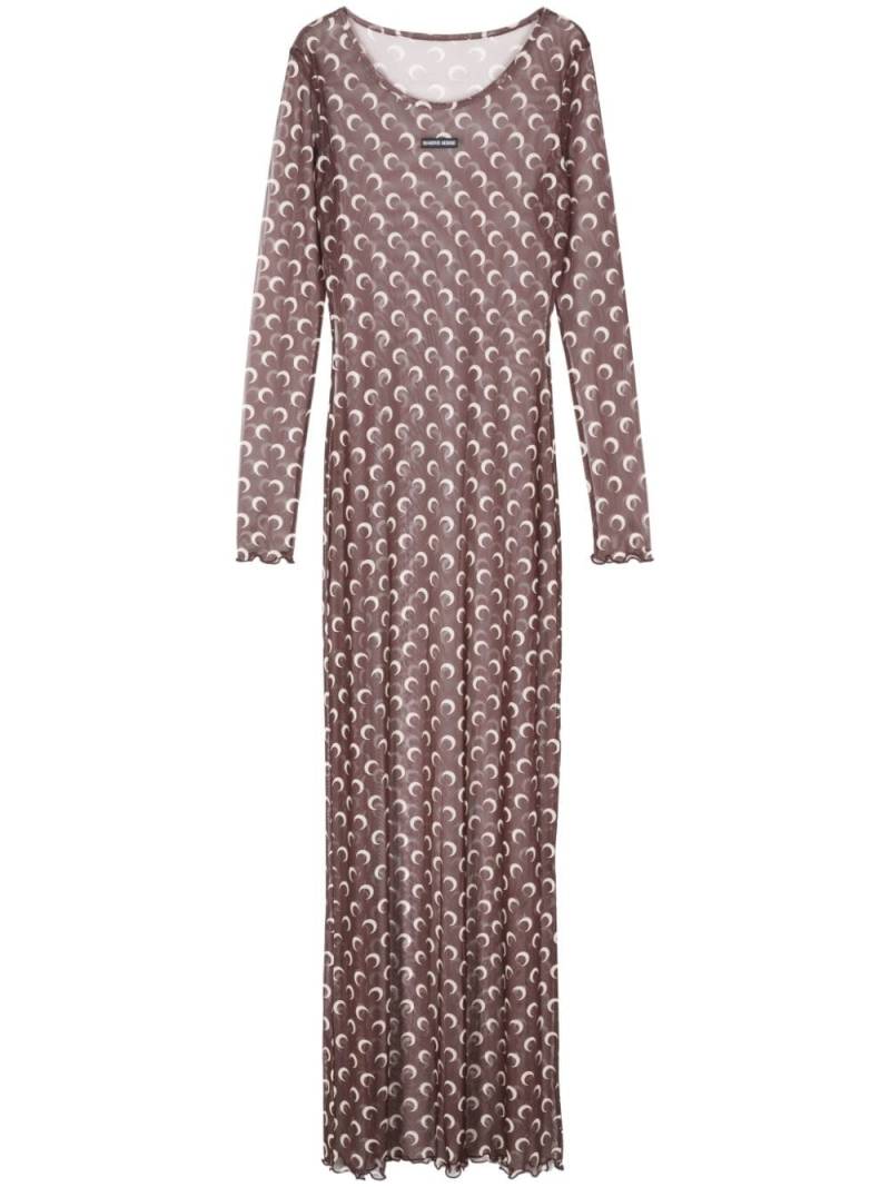 Marine Serre Moon-print mesh maxi dress - Brown von Marine Serre