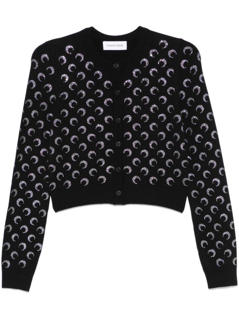 Marine Serre Moon rhinestoned cardigan - Black von Marine Serre