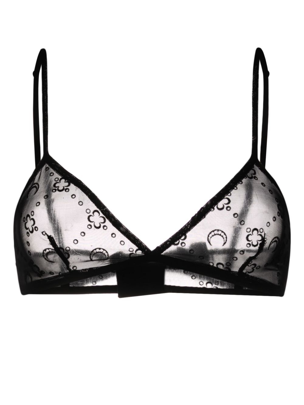 Marine Serre Moonogram glittered mesh bra - Black von Marine Serre