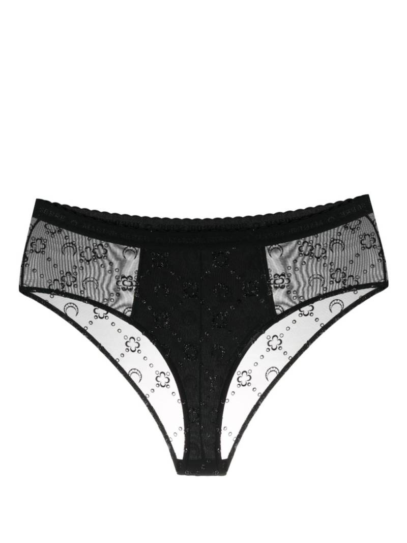 Marine Serre Moonogram-flocked mesh briefs - Black von Marine Serre