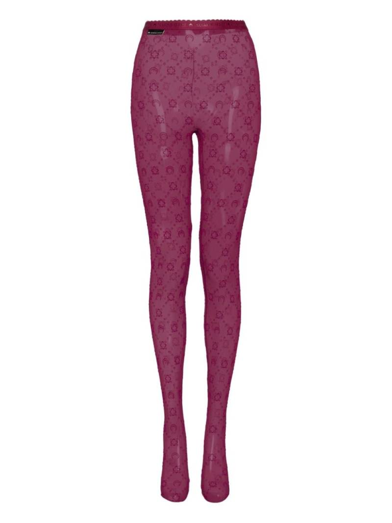 Marine Serre Moonogram-flocked mesh tights - Purple von Marine Serre