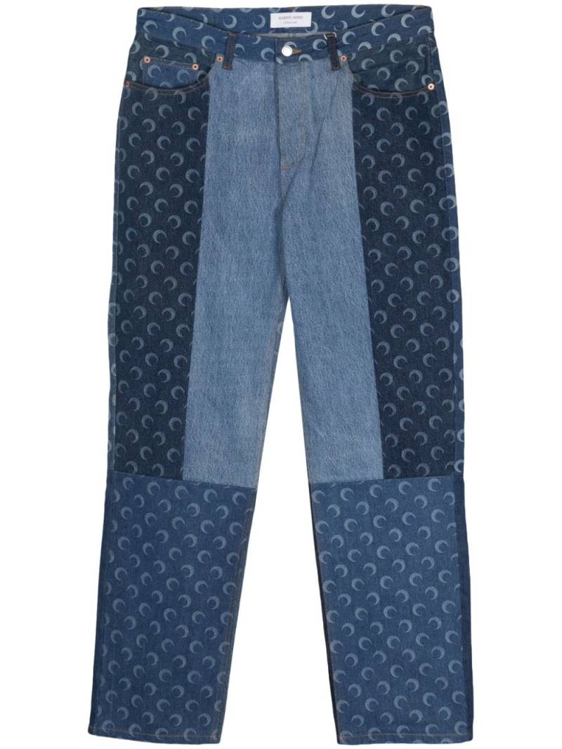 Marine Serre Moonogram-pattern straight-leg jeans - Blue von Marine Serre