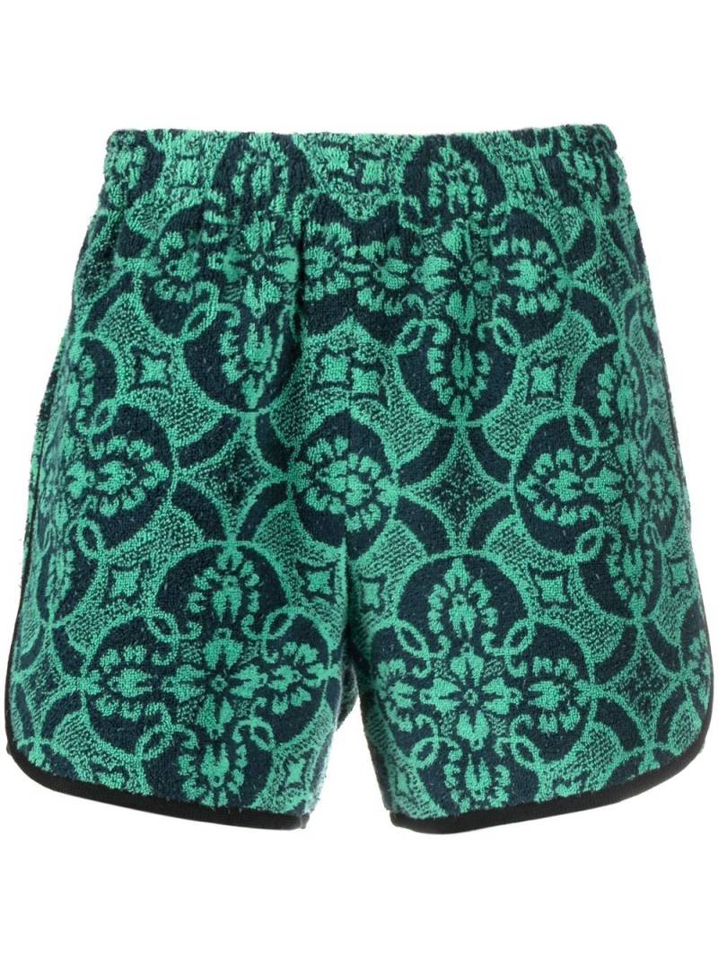 Marine Serre Oriental Towels track shorts - Green von Marine Serre