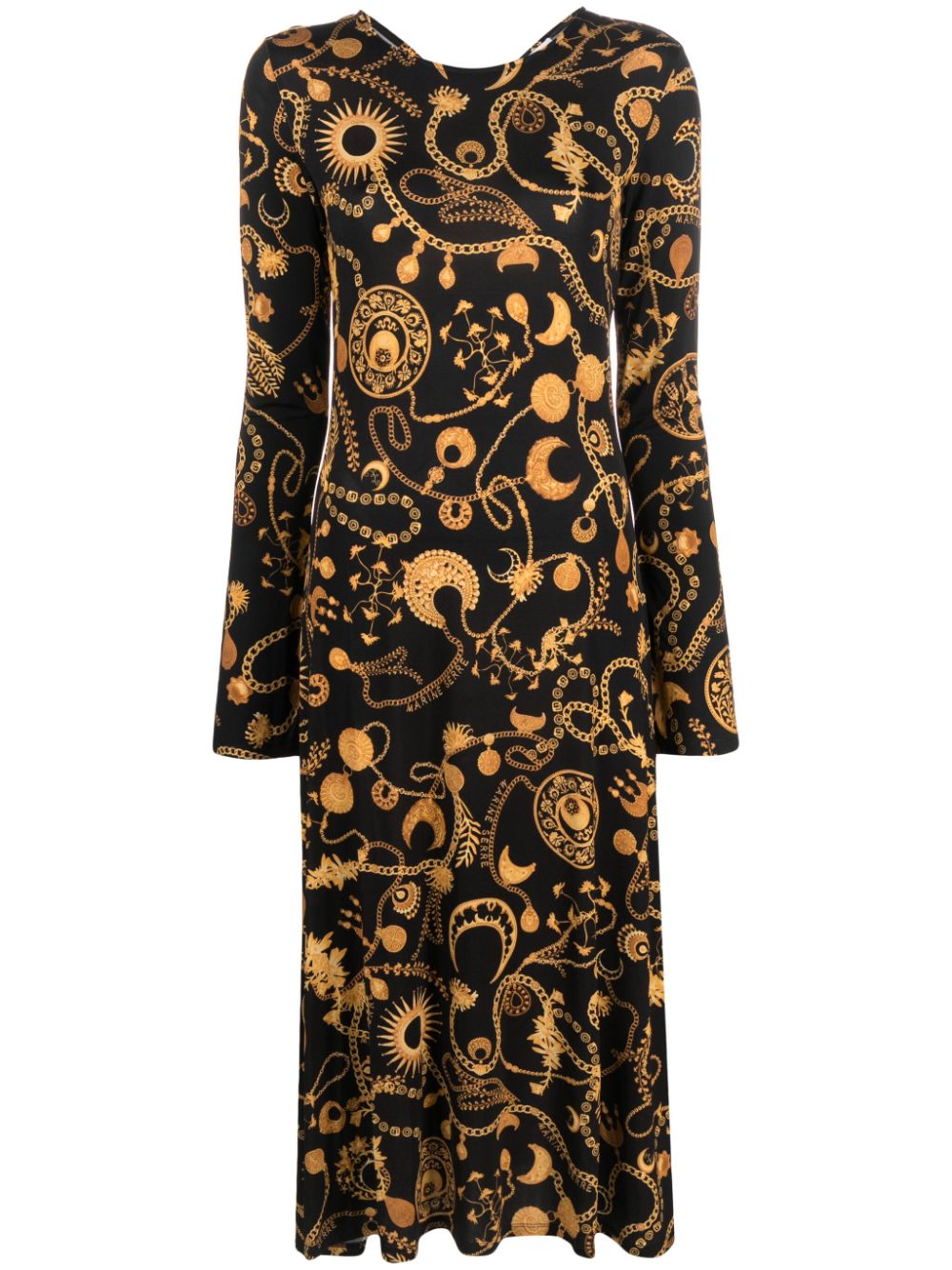 Marine Serre Ornament Jewellery-print midi dress - Black von Marine Serre