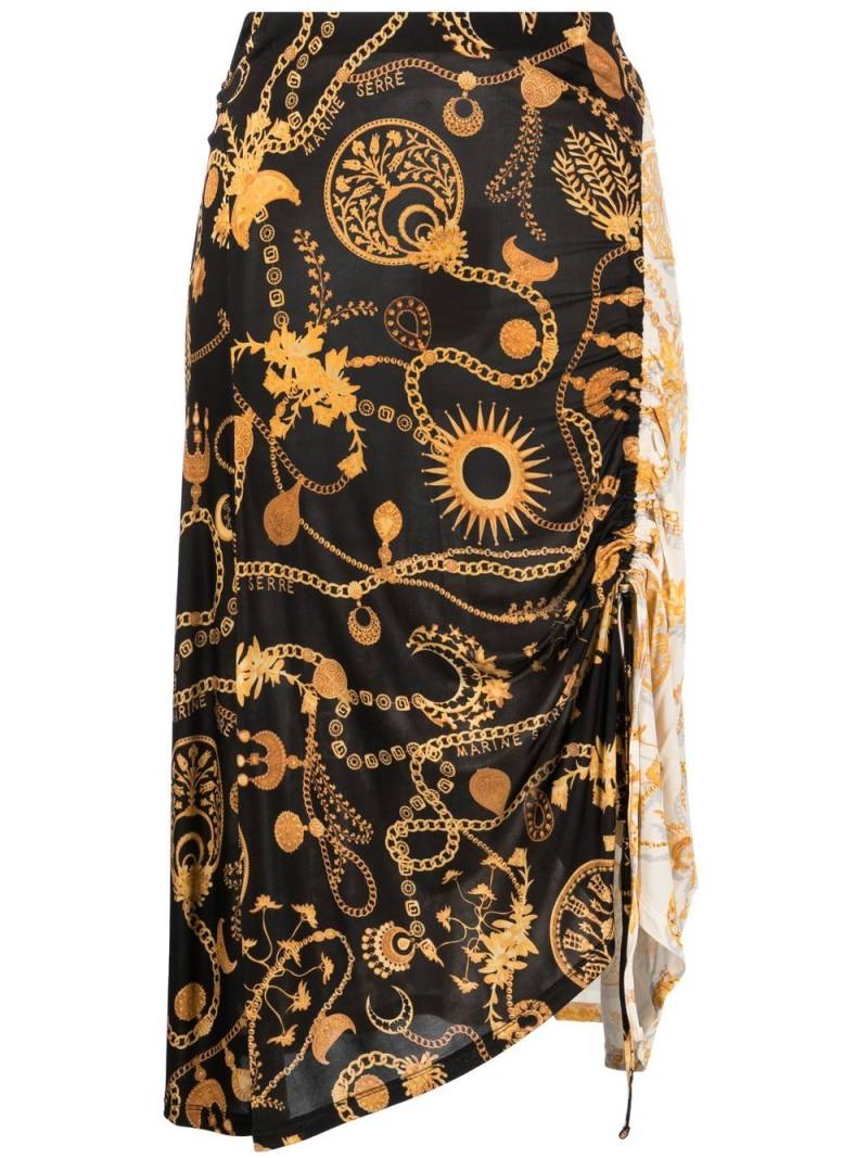 Marine Serre Ornament Moon-print midi skirt - Black von Marine Serre