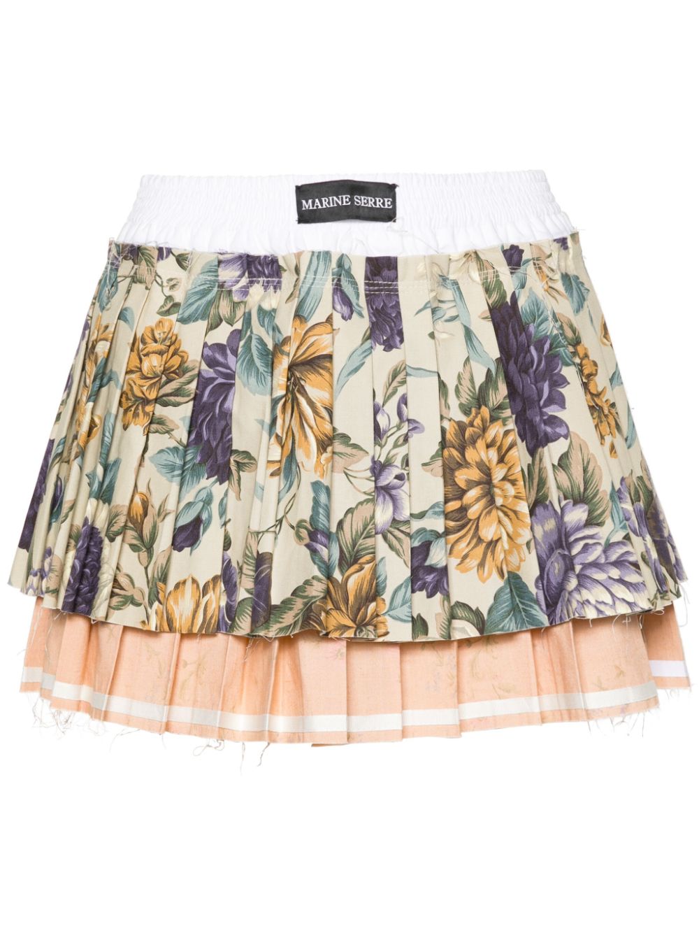 Marine Serre Upcycled pleated mini skirt - Neutrals von Marine Serre