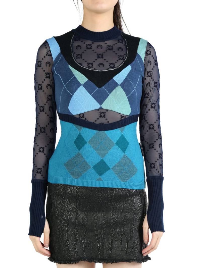 Marine Serre argyle-knit sweater - Blue von Marine Serre