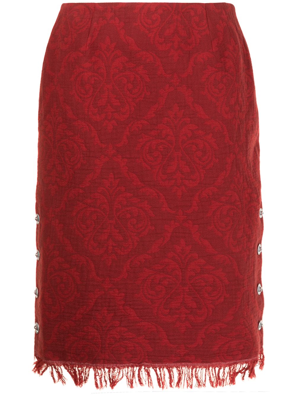 Marine Serre baroque-pattern fringe skirt - Red von Marine Serre