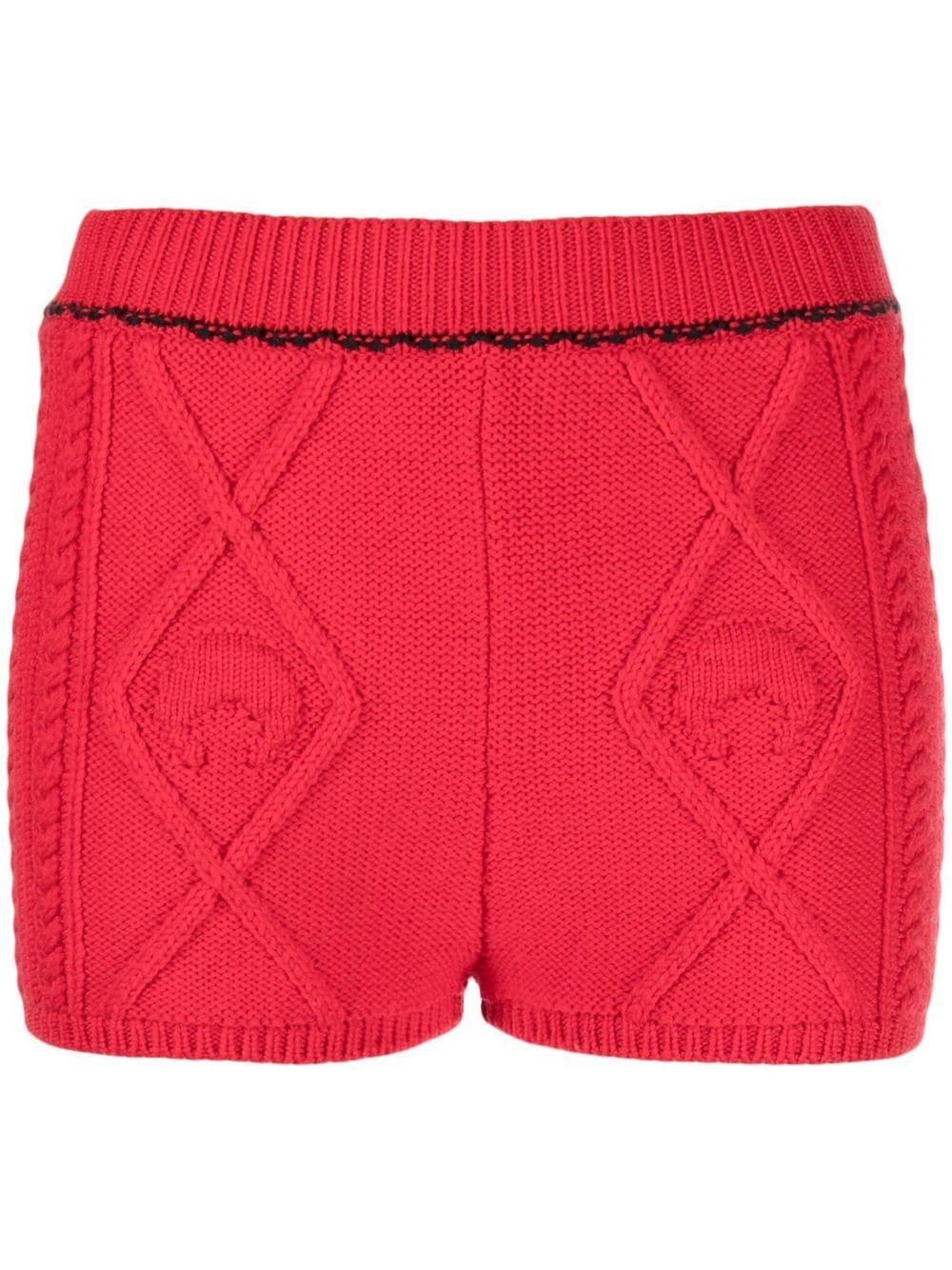 Marine Serre cable knit mini shorts - Red von Marine Serre