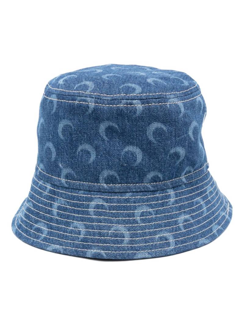 Marine Serre crescent moon-print bucket hat - Blue von Marine Serre