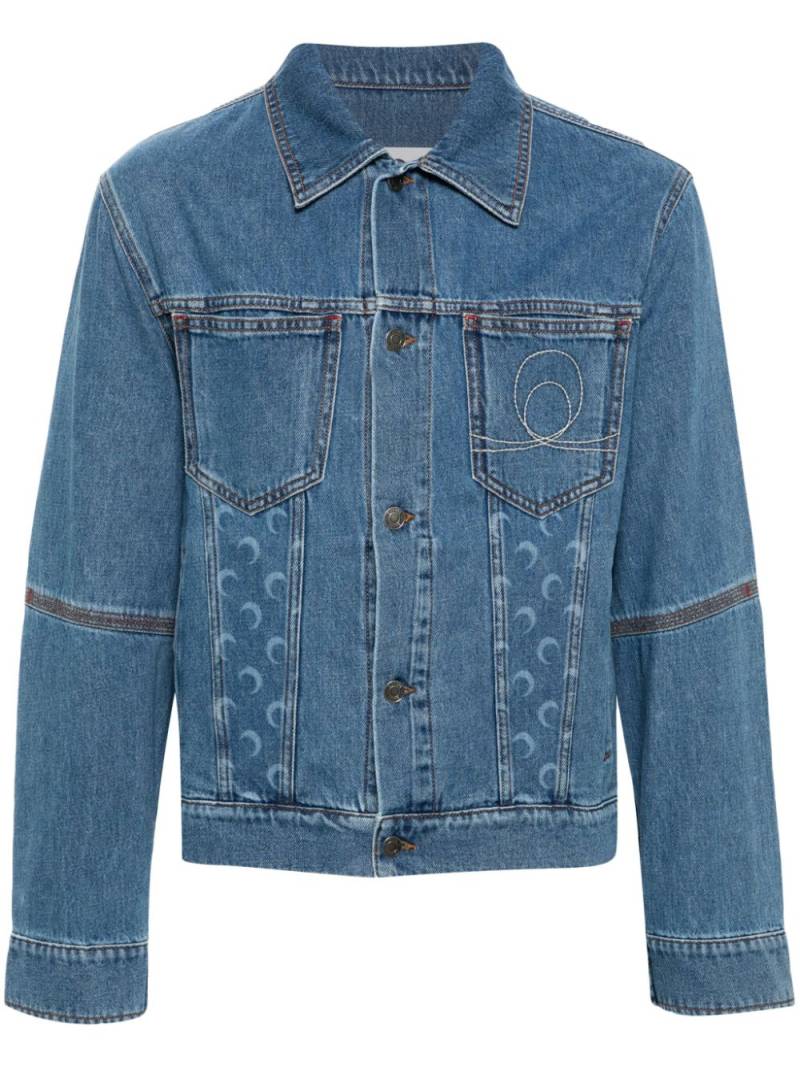 Marine Serre crescent moon-print denim jacket - Blue von Marine Serre