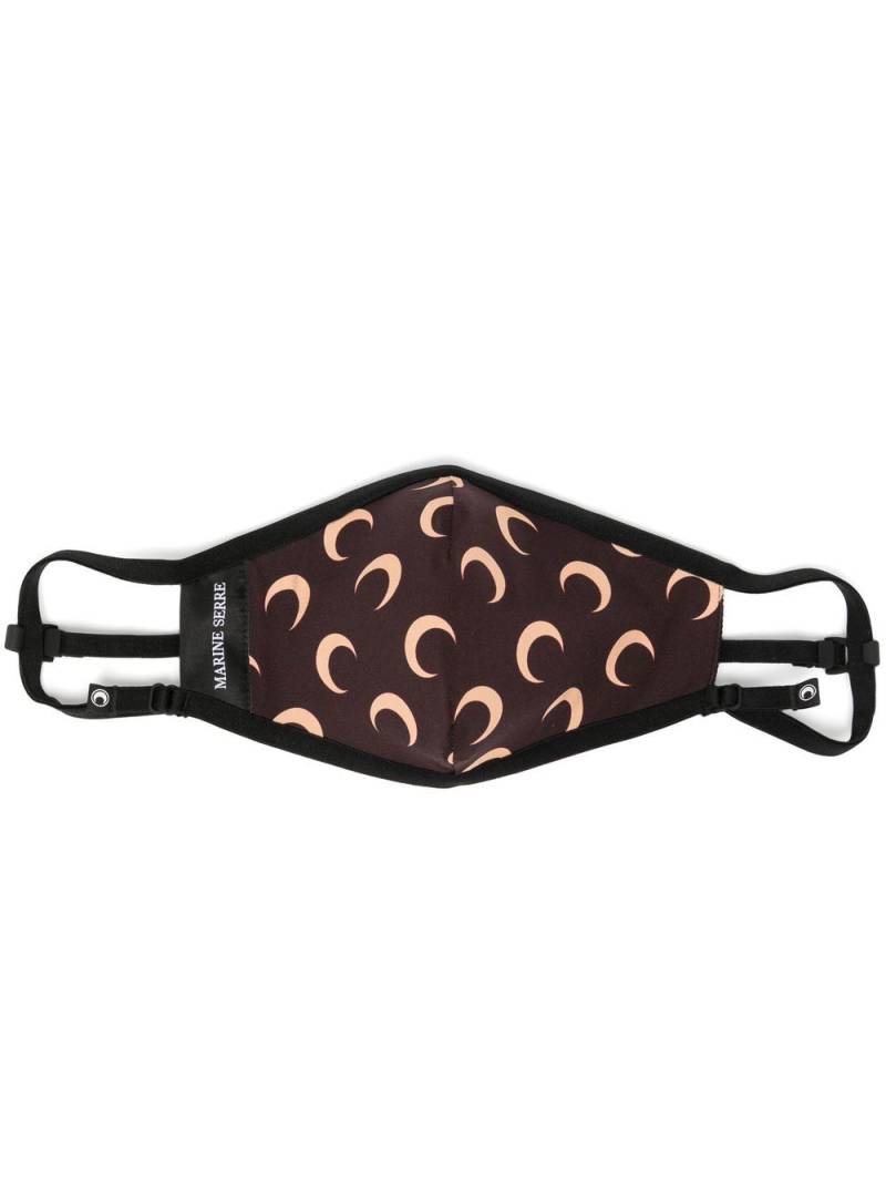 Marine Serre crescent moon print face mask - Black von Marine Serre