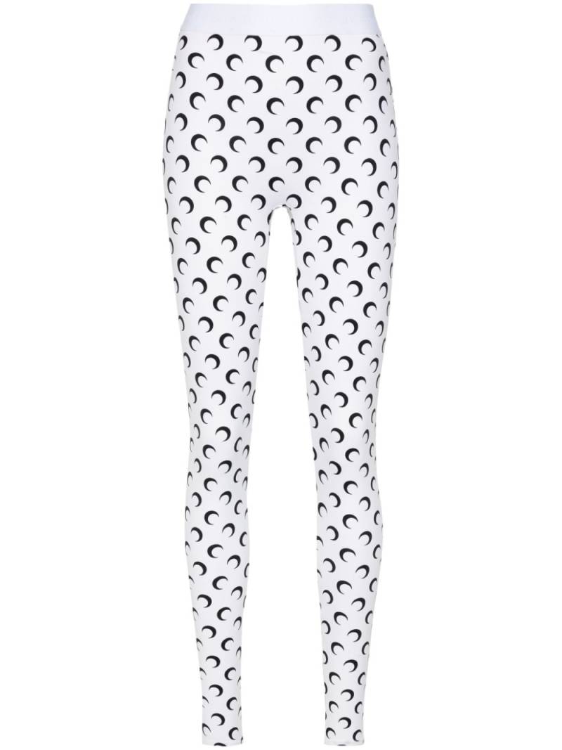 Marine Serre crescent moon-print leggings - White von Marine Serre