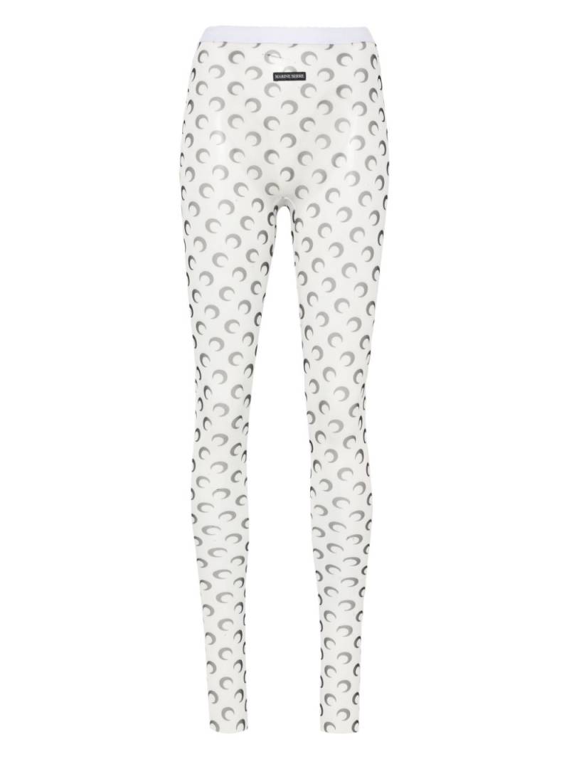 Marine Serre crescent moon-print mesh tights - White von Marine Serre