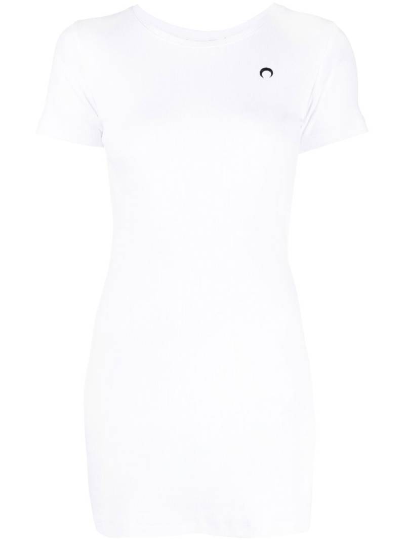 Marine Serre fine-ribbed organic cotton T-shirt dress - White von Marine Serre