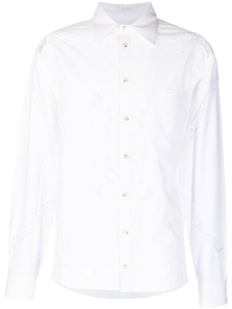 Marine Serre floral embroidered cut-out shirt - White von Marine Serre