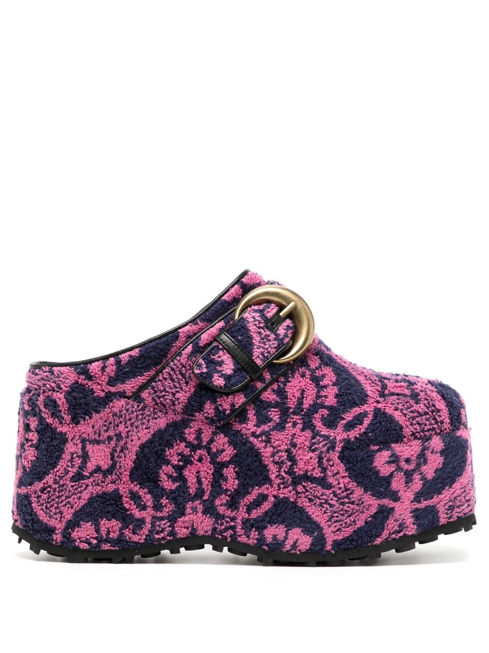 Marine Serre 95mm floral-print flatform mules - Pink von Marine Serre