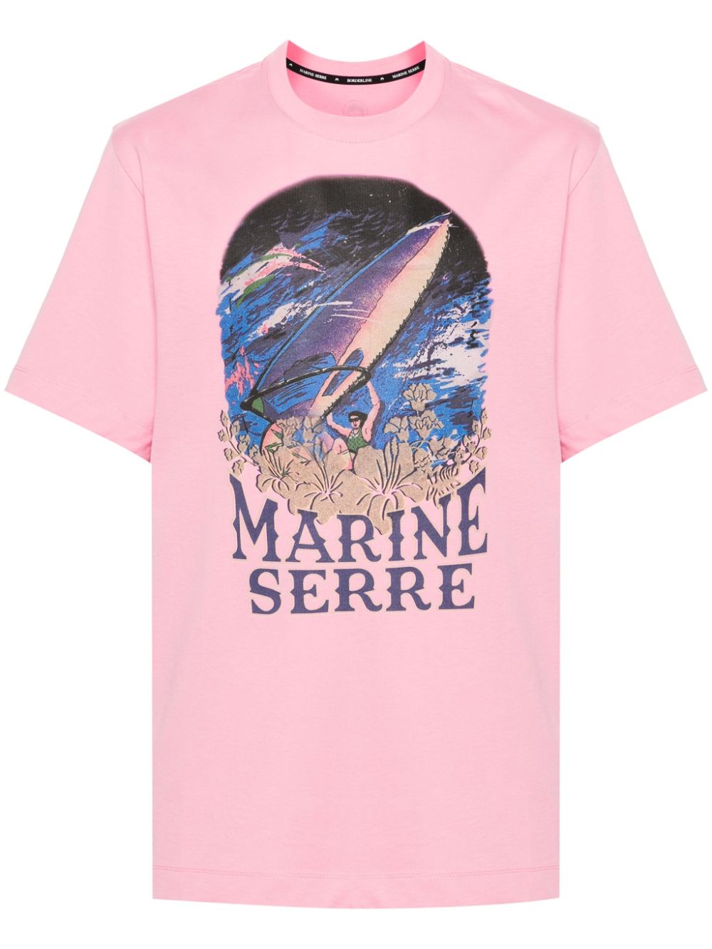 Marine Serre illustration-print organic cotton T-shirt - Pink von Marine Serre