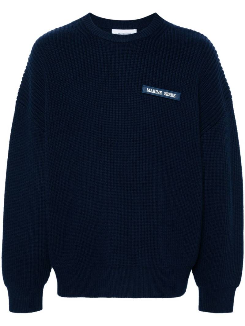 Marine Serre logo-patch sweater - Blue von Marine Serre