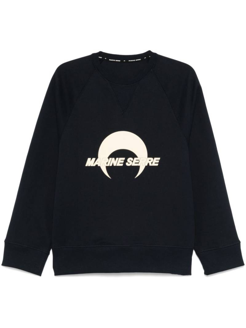 Marine Serre logo-print fleece sweatshirt - Blue von Marine Serre