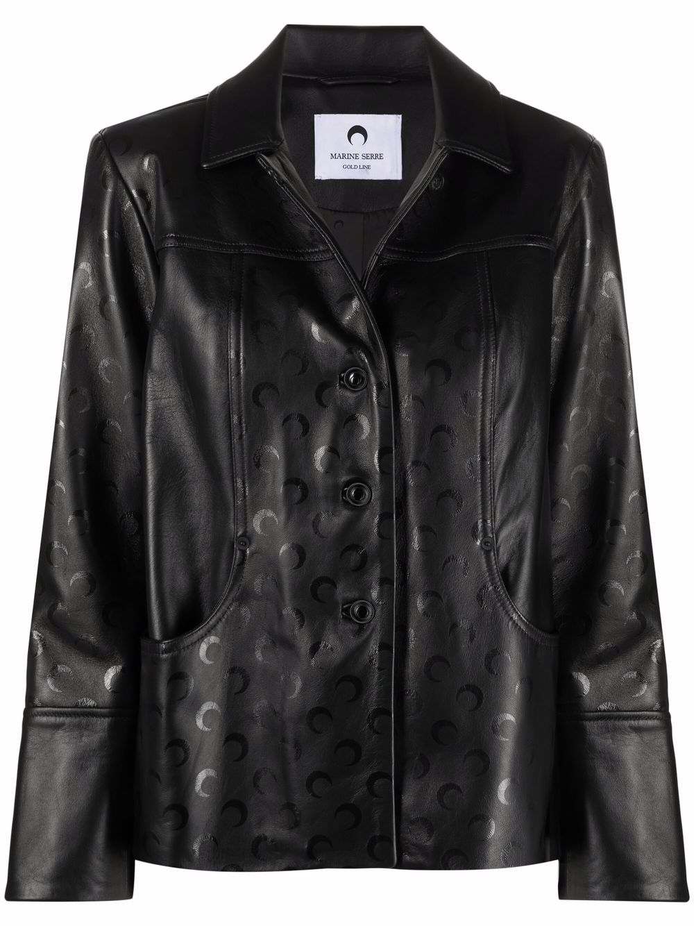 Marine Serre moon-print leather jacket - Black von Marine Serre