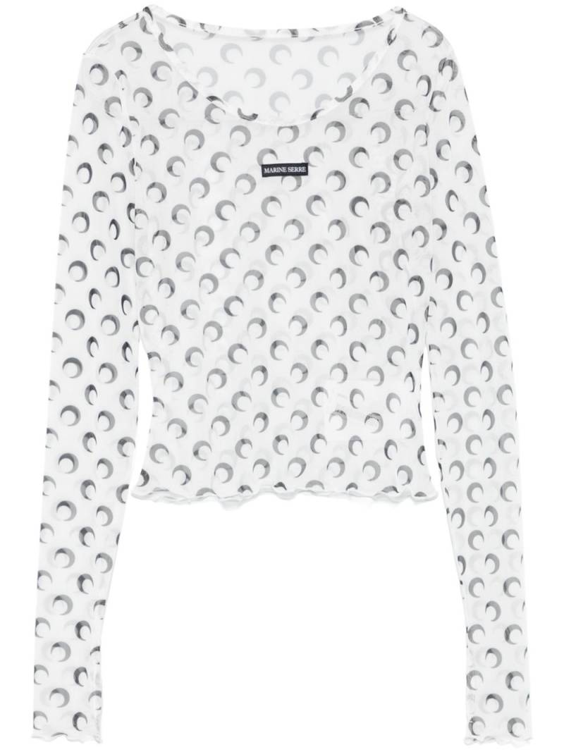 Marine Serre moon-print mesh top - White von Marine Serre